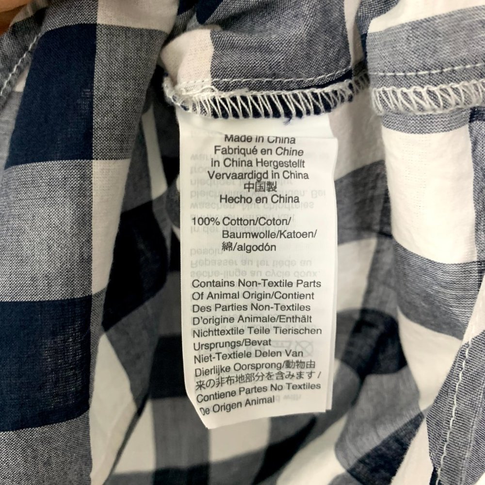 J.Crew Gingham Popover Shirt Plaid Blue XS #4455 - Picture 7 of 7